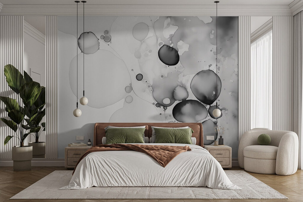 Fluid black and white abstract art