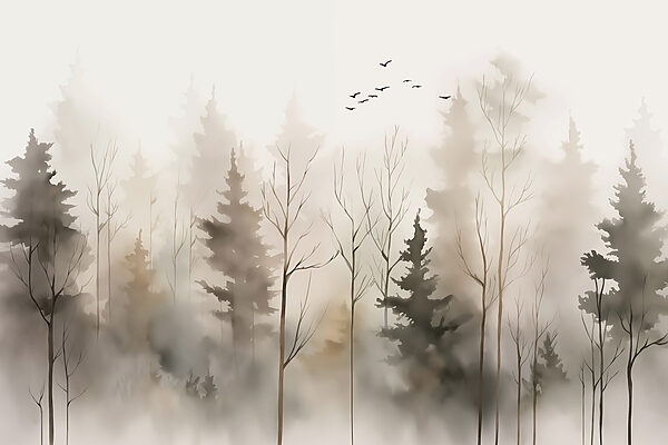 Grupo de árboles en la niebla Grupo de árboles en la niebla