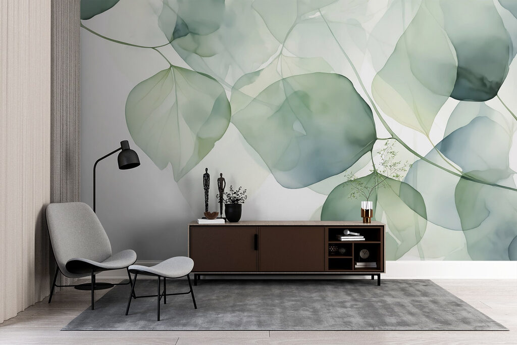 Delicate leaves in soft pastel hues