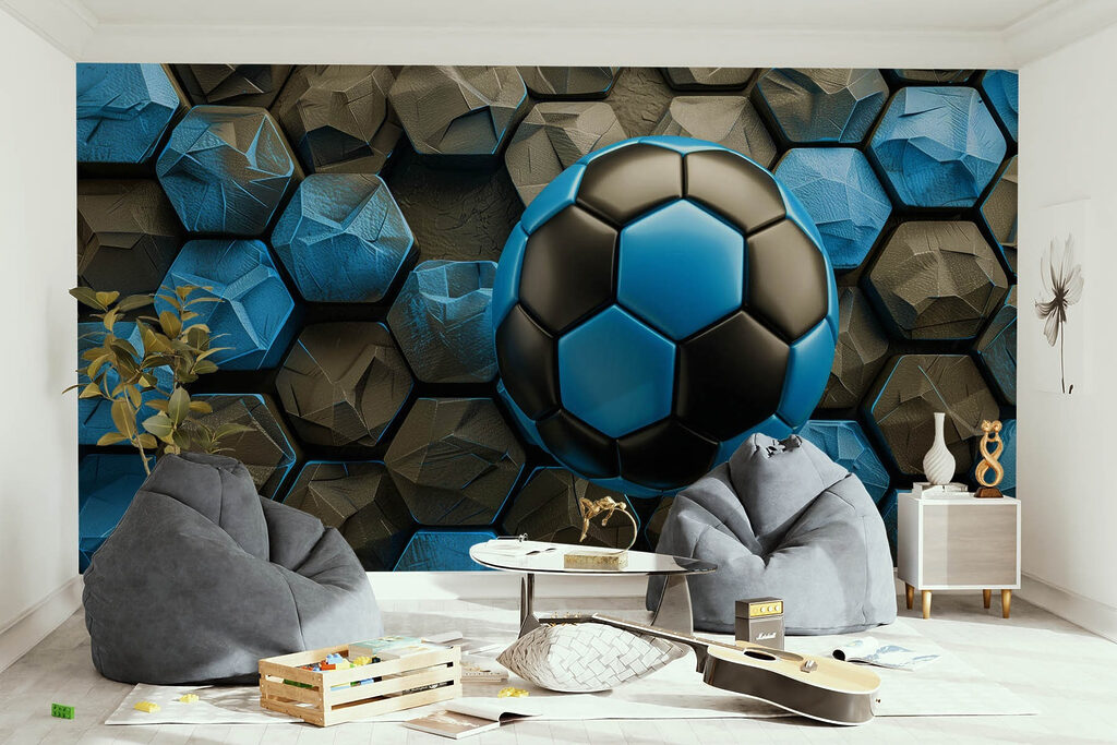 Blue and black football ball