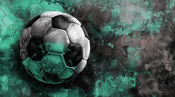 Balón de fútbol sobre fondo verde y negro w08618p 600x333 - Balón de fútbol sobre fondo verde y negro