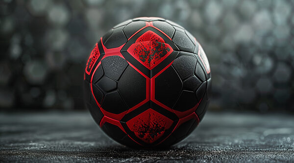 Balón de fútbol dinámico negro y rojo Balón de fútbol dinámico negro y rojo