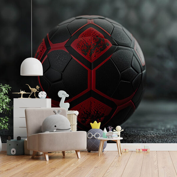 Balón de fútbol dinámico negro y rojo Balón de fútbol dinámico negro y rojo