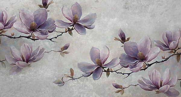Pintura de flores en una rama Pintura de flores en una rama