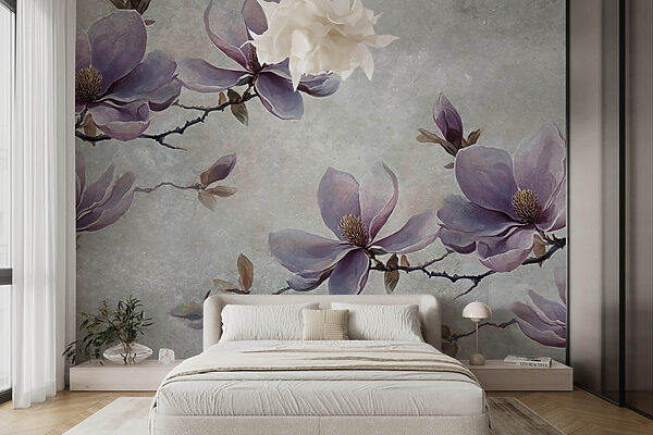 Pintura de flores en una rama Pintura de flores en una rama