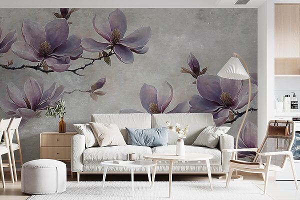 Pintura de flores en una rama Pintura de flores en una rama