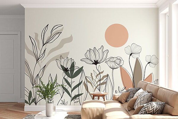 Dibujo de flores y hojas Dibujo de flores y hojas
