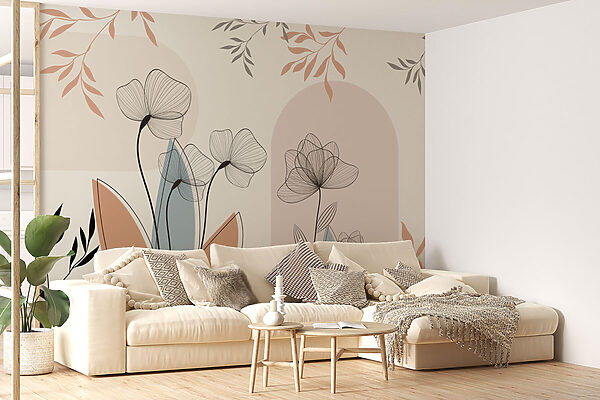 Elegancia floral en tonos suaves Fotomurales Elegancia floral en tonos suaves