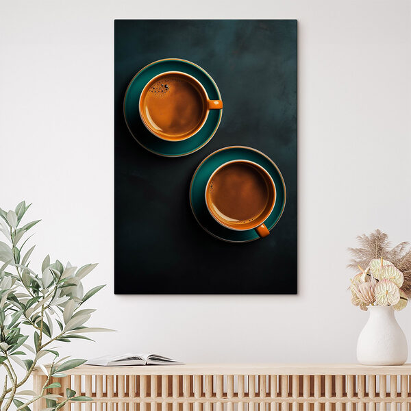 Dos tazas de café con platillos Cuadros Dos tazas de café con platillos