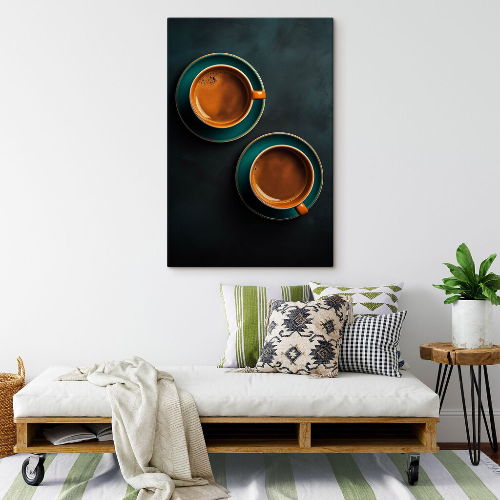 Two cups of coffee on saucers Two cups of coffee on saucers