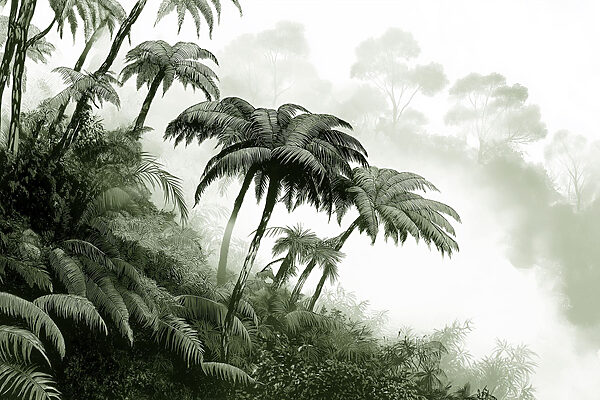 Group of palm trees in a forest