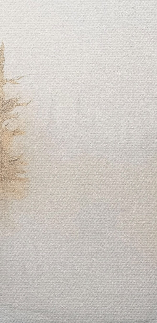 Watercolor painting of a snowy forest
