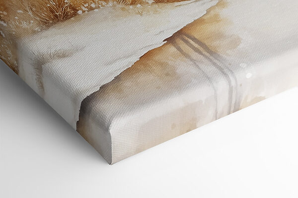 Watercolor of a river with trees and grass and snow