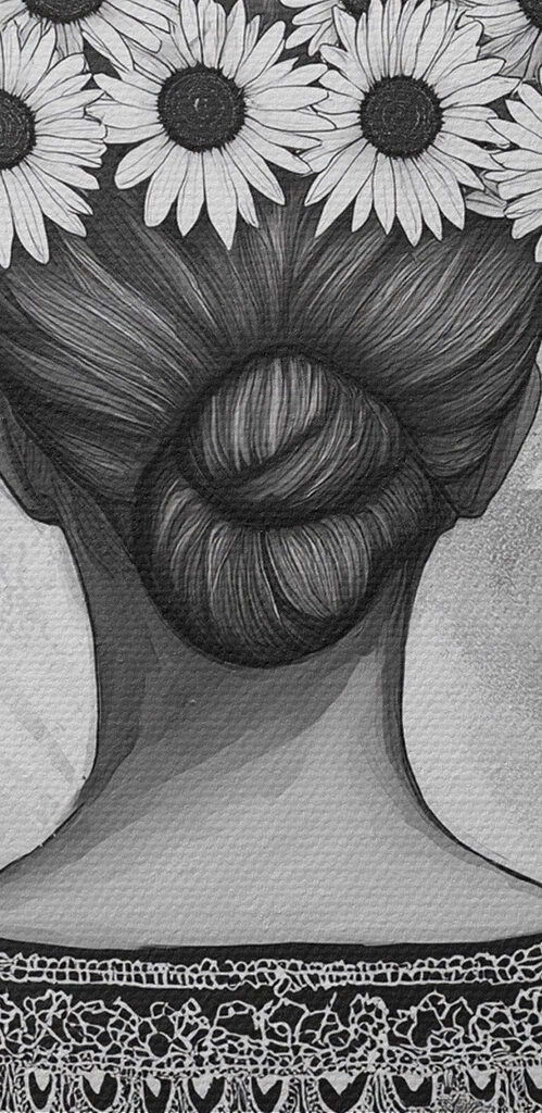 Group of women with flowers in their hair Group of women with flowers in their hair
