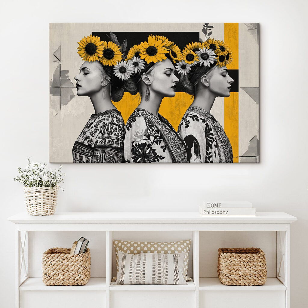 Group of women with sunflowers in their hair Group of women with sunflowers in their hair
