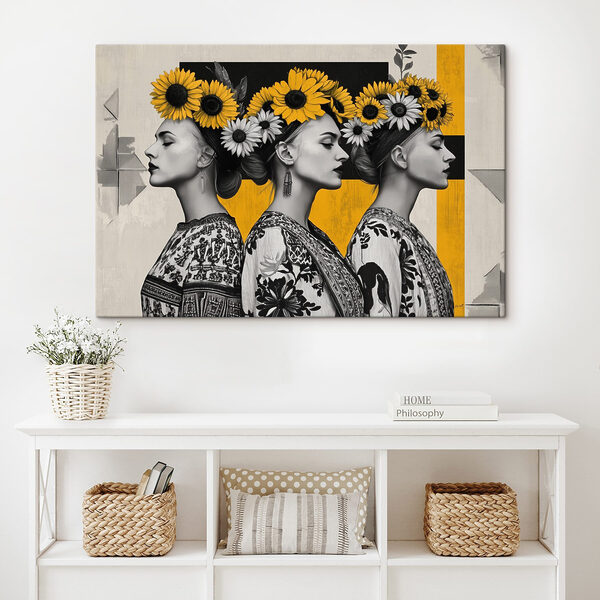 Cuadros Grupo de mujeres con girasoles en el pelo (SKU: s42378) Cuadros Cuadros Grupo de mujeres con girasoles en el pelo (SKU: s42378)
