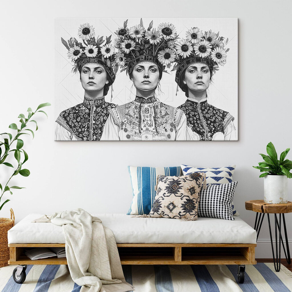 Group of women with flowers on their head Group of women with flowers on their head