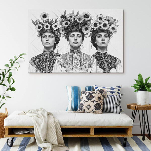 Group of women with flowers on their head Group of women with flowers on their head