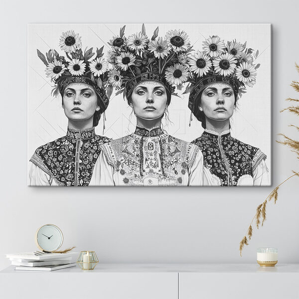 Group of women with flowers on their head Group of women with flowers on their head