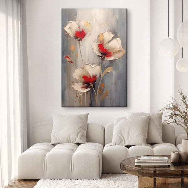 Painting of flowers on a grey background Painting of flowers on a grey background