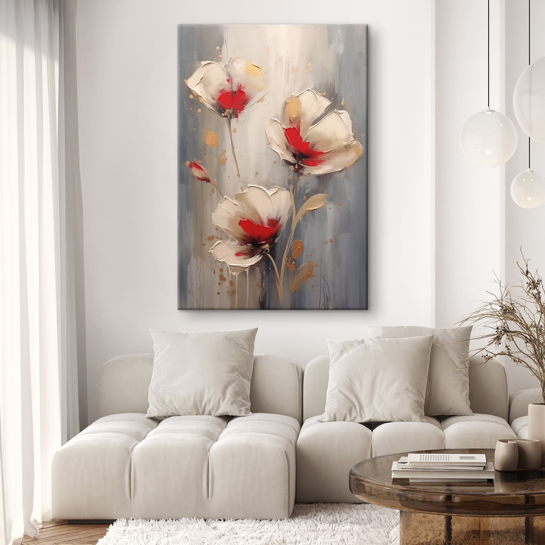 Painting of flowers on a grey background Painting of flowers on a grey background