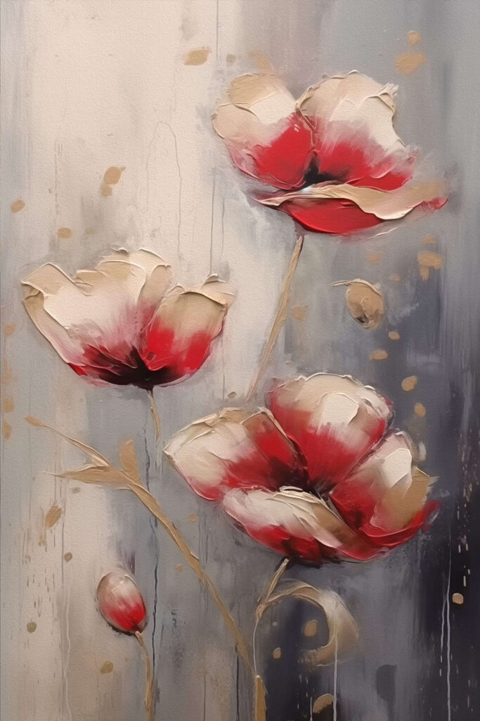 Painting of flowers on a grey background Painting of flowers on a grey background