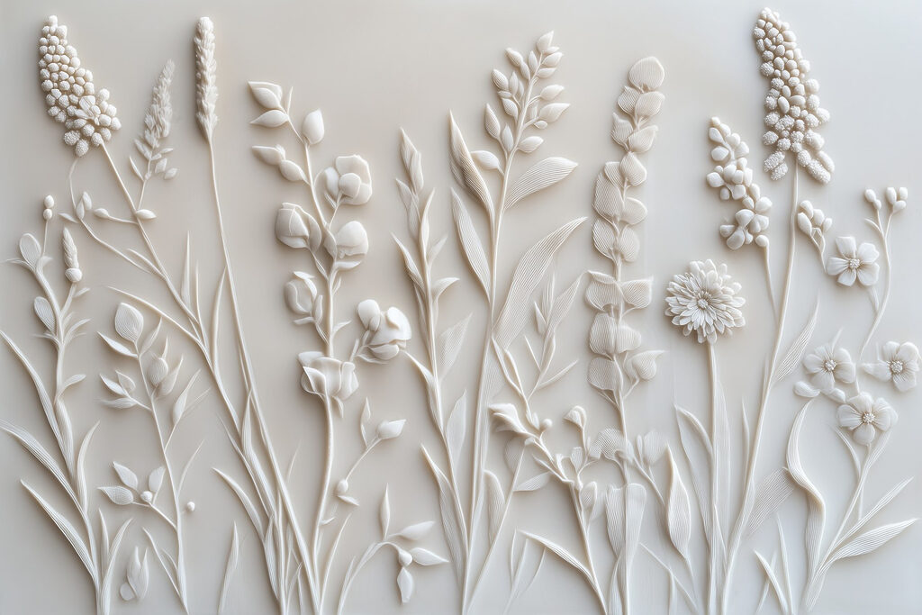 Diseño de flores y hojas blancas Diseño de flores y hojas blancas