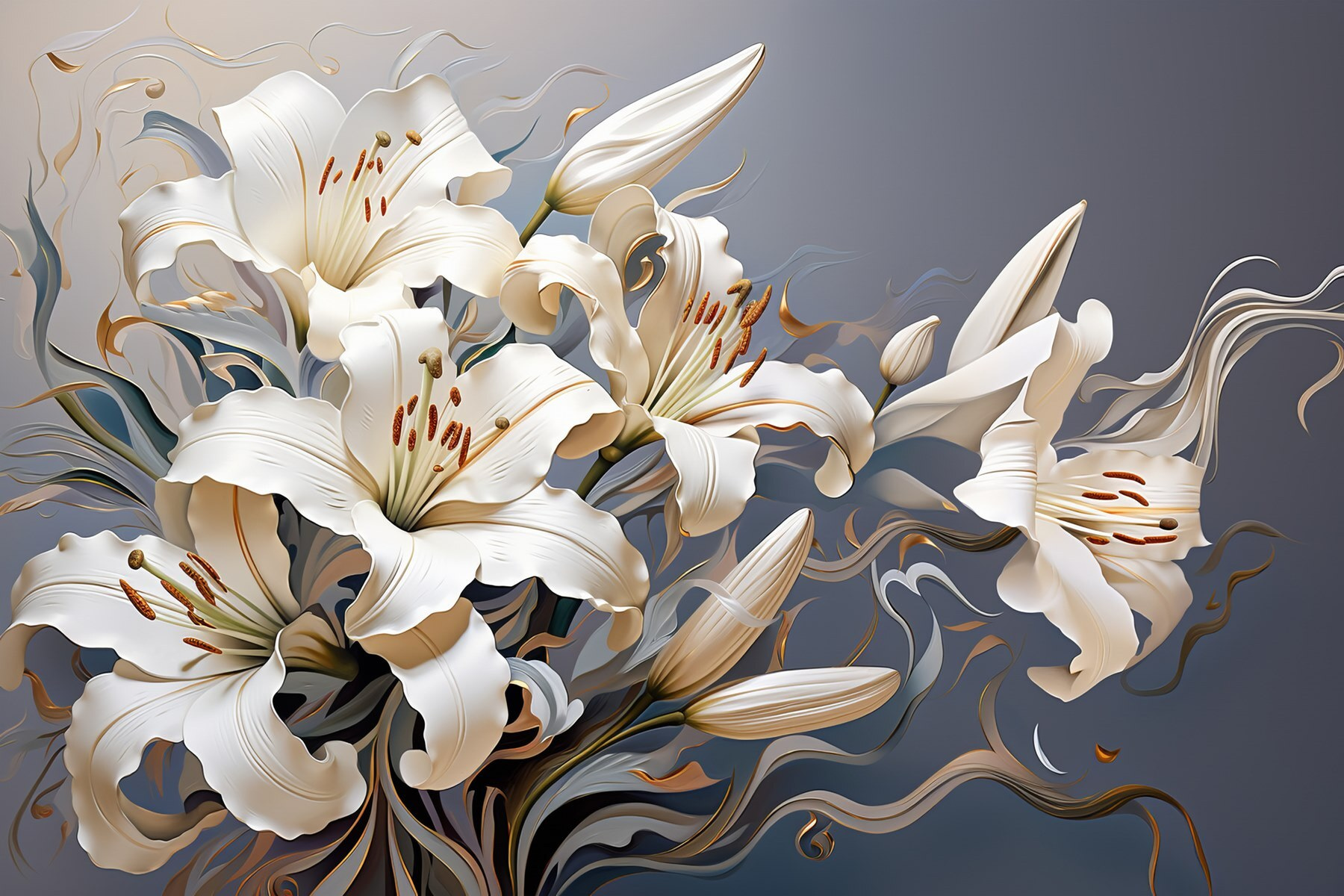 Delicate lilies in soft hues