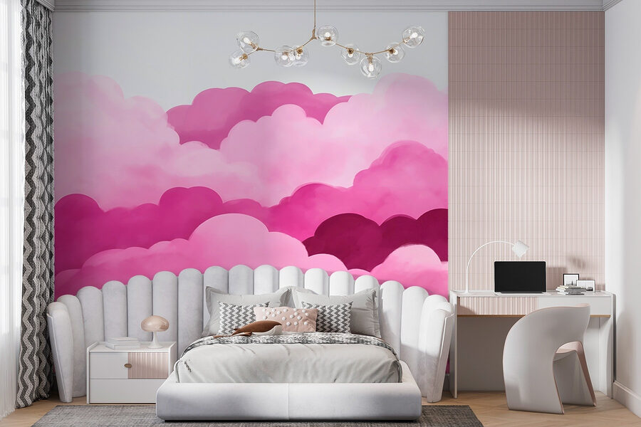 Nubes rosas en el cielo