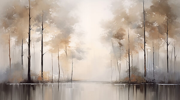 Pintura de árboles y agua Pintura de árboles y agua