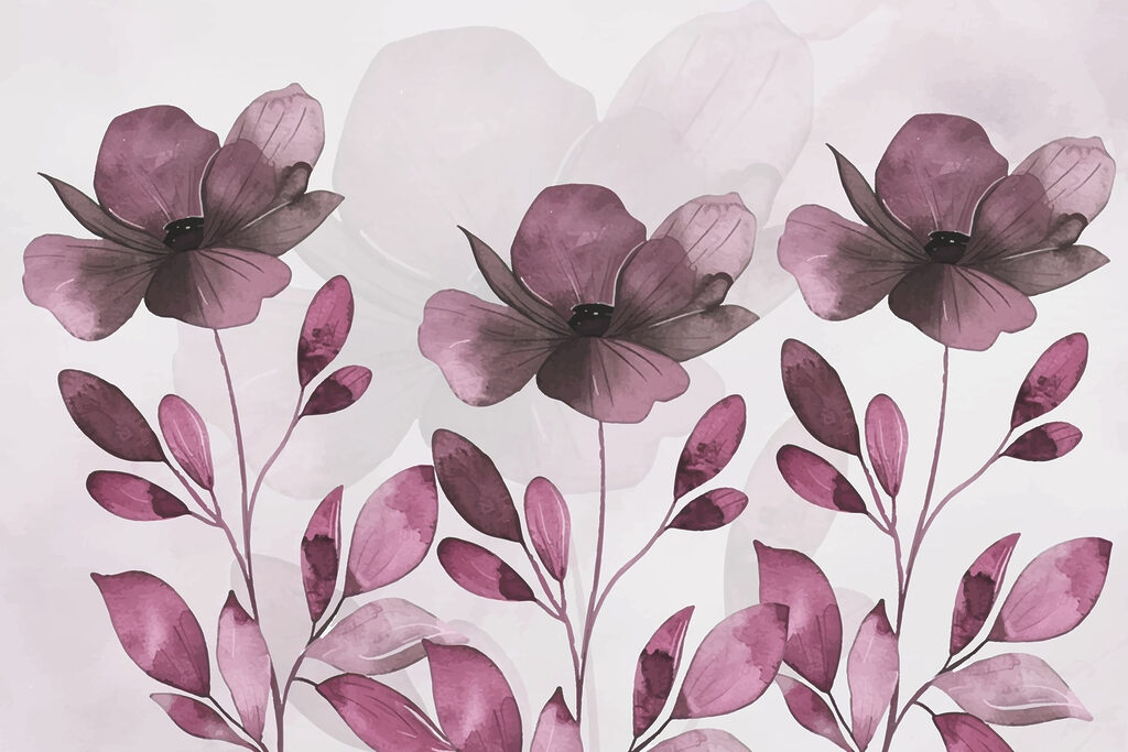 Purple flowers and leaves