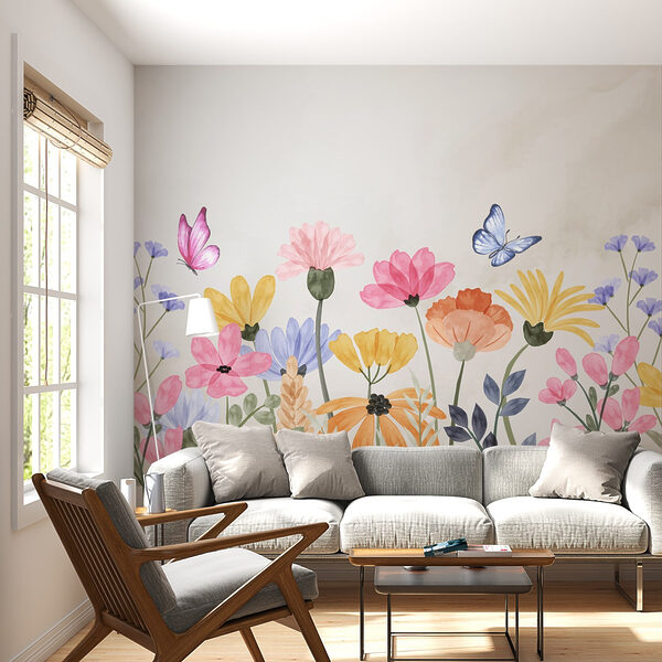 Pintura de flores y mariposas Pintura de flores y mariposas