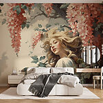 Fotomurales Mujer en un árbol con flores