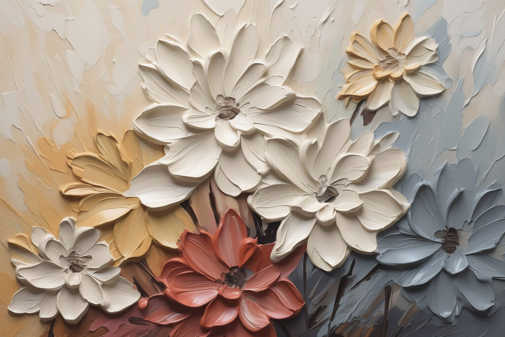 Pintura de flores en una pared Pintura de flores en una pared