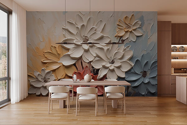Pintura de flores en una pared Pintura de flores en una pared