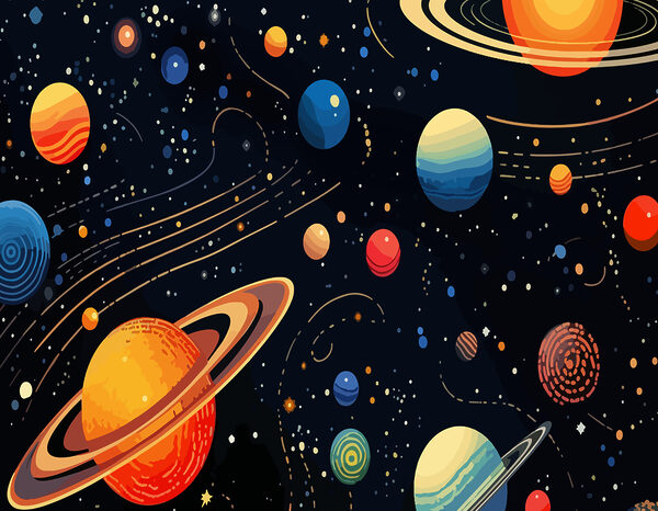 Planetas y estrellas de colores Planetas y estrellas de colores