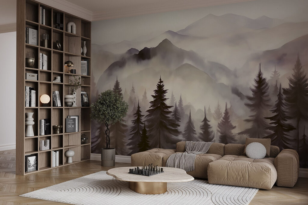 Landscape of mountains and trees