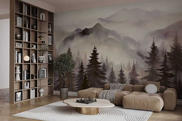Landscape of mountains and trees