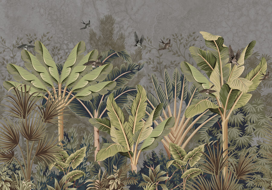 Papel pintado con un bosque tropical