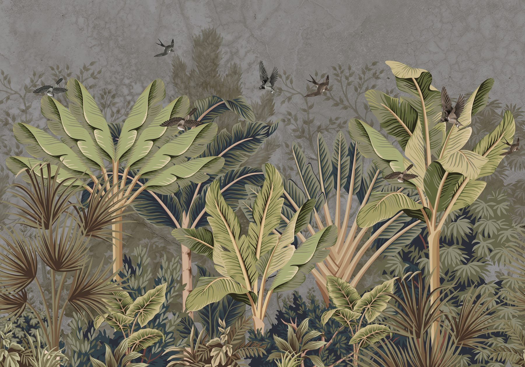 Wallpaper with a tropical forest