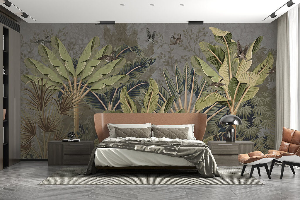 Wallpaper with a tropical forest