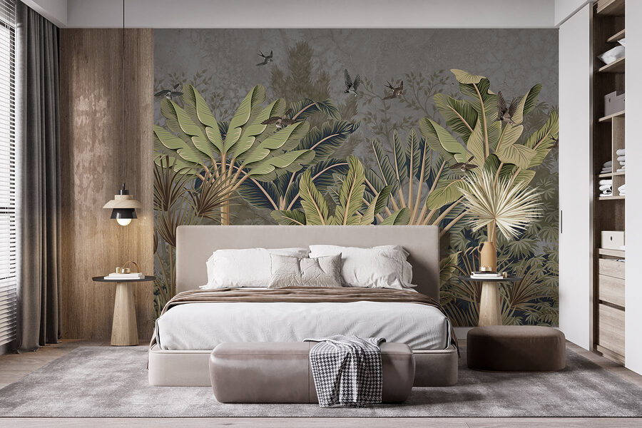 Papel pintado con un bosque tropical