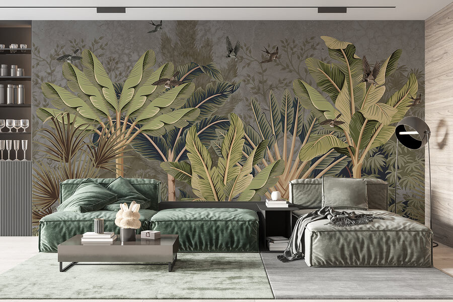 Papel pintado con un bosque tropical