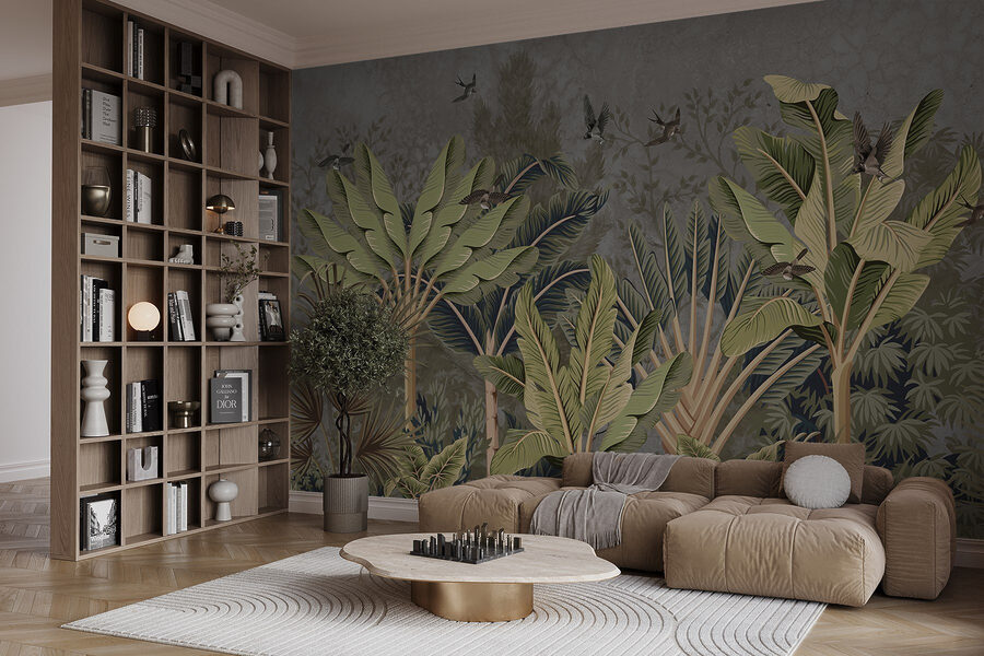 Papel pintado con un bosque tropical