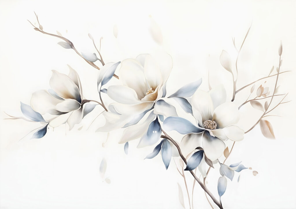 Painting of flowers on a white background