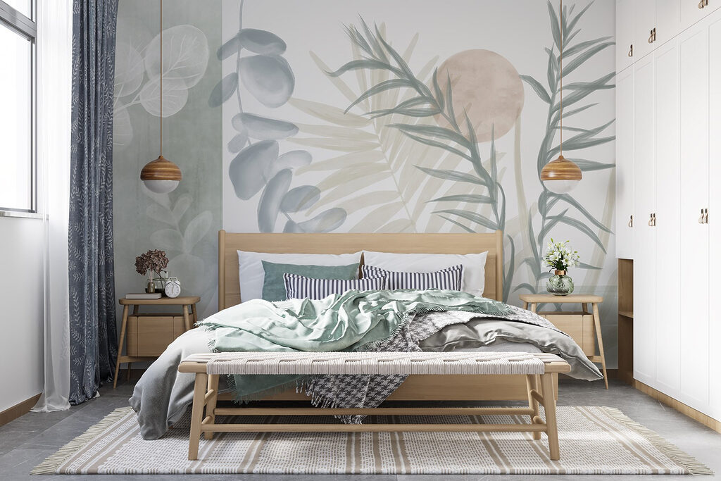 Serene botanical illustration in soft tones