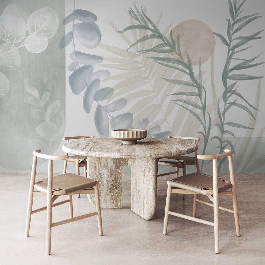 Serene botanical illustration in soft tones