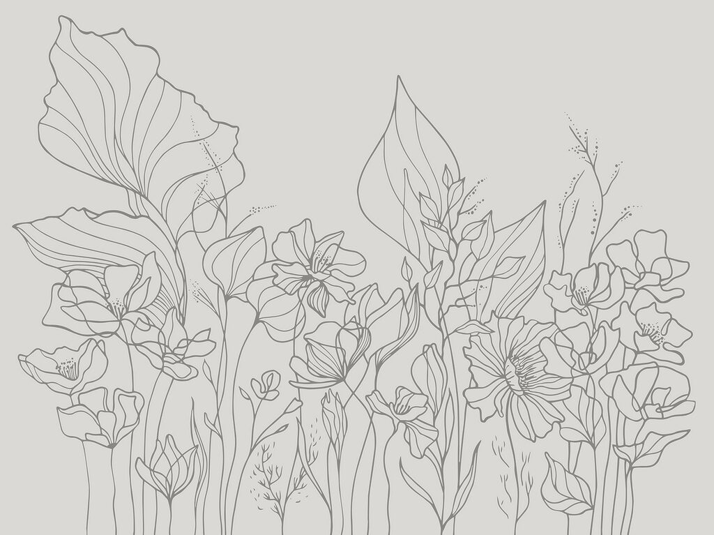 Dibujo lineal de flores Dibujo lineal de flores