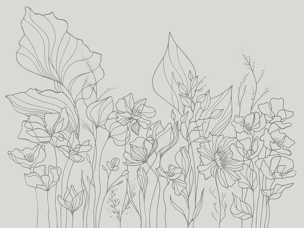 Dibujo lineal de flores Dibujo lineal de flores