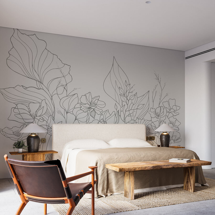 Dibujo lineal de flores